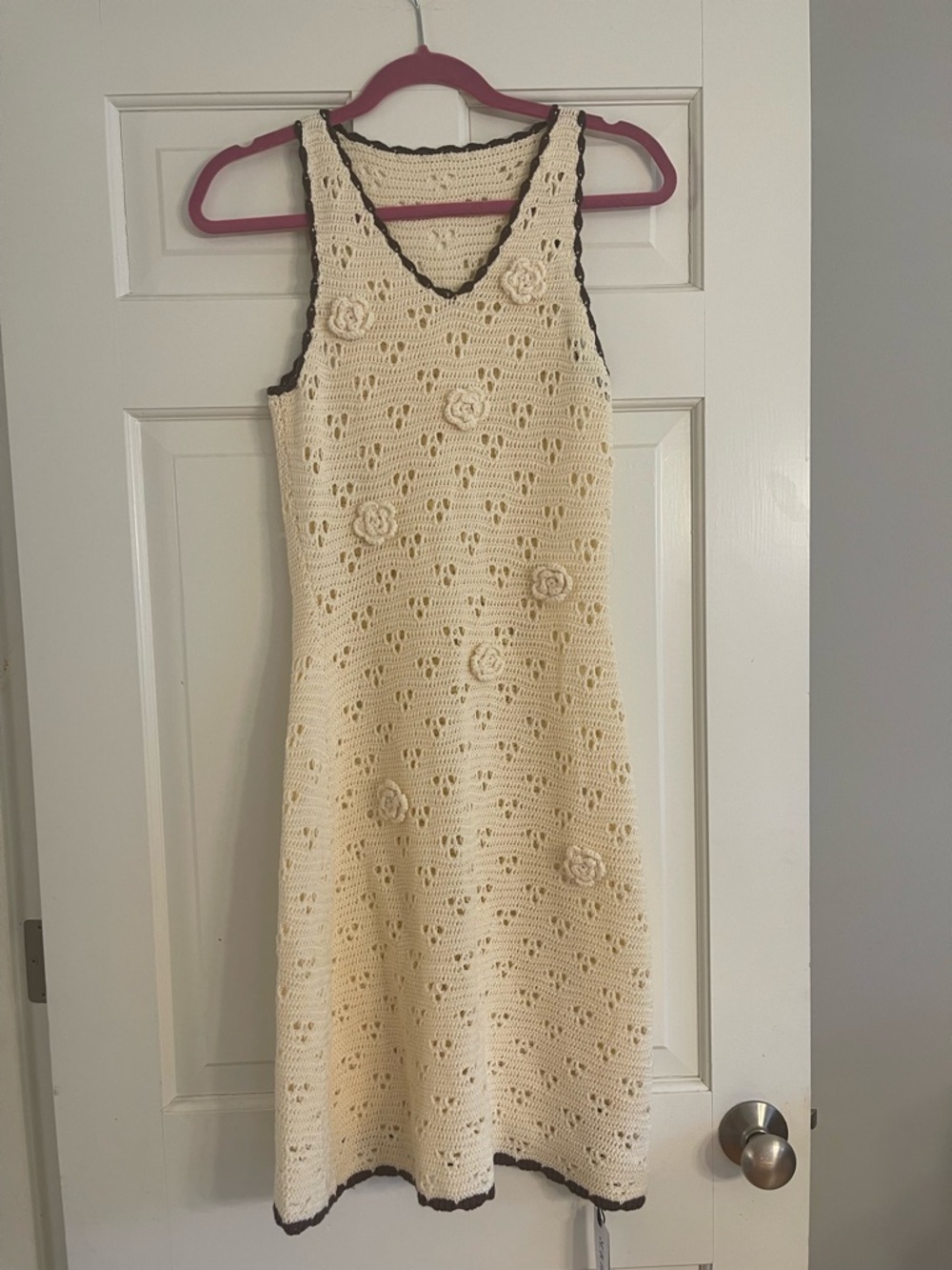 Cider Knit Crochet Dress with Floral Appliqués